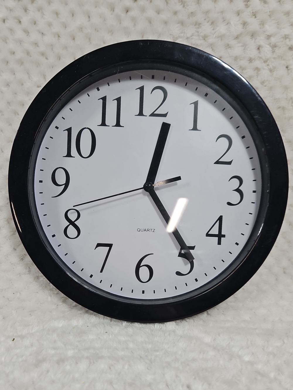 9" black plastic frame wall clock for home or office